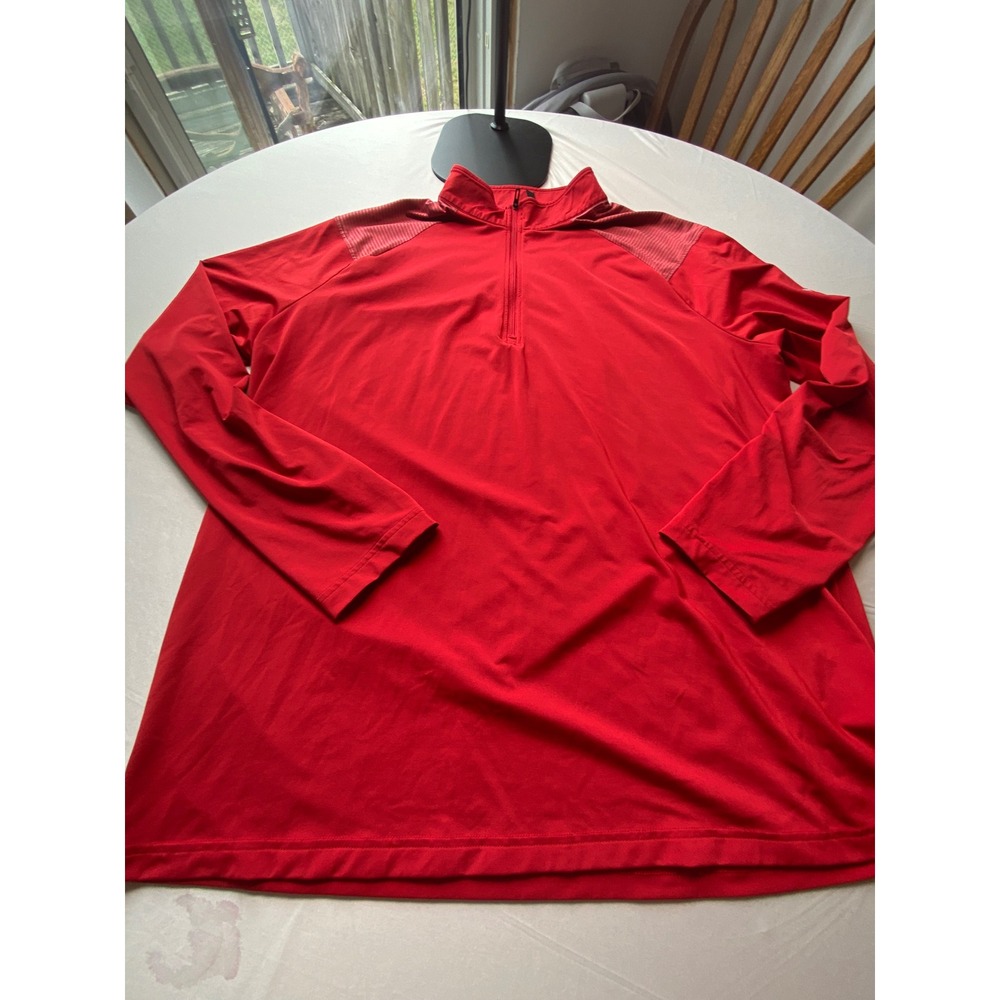 Adidas Mens Red Quarter Zip Pullover Training Top H56338 Size 2XL
